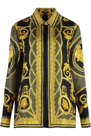 VERSACE Femme, Blouses et Chemises, Multicolore, Taille: 38 FR Barocco Chemise Soie Imprimé All Over