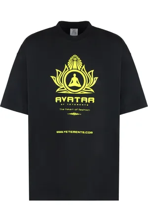 Vetements Homme, Tops, Noir, Taille: S T-shirt en Coton avec Imprimé Contrastant