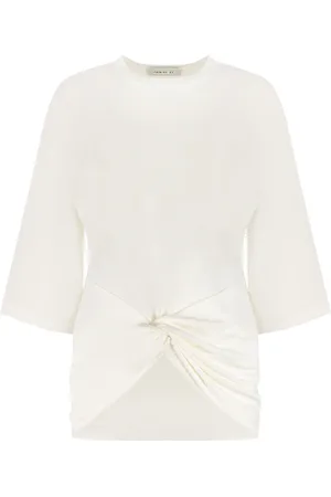 AMBUSH Femme, Tops, Blanc, Taille: 38 FR Gathered Front Detail Viscose T-shirt