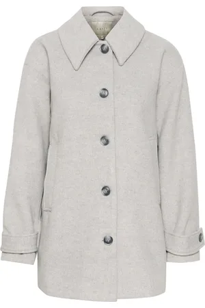 Kaffe Femme, Manteaux, Gris, Taille: 38 FR Gris Melange Manteau Veste Oversize