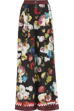 Dolce & Gabbana Femme, Pantalons, Multicolore, Taille: 38 FR Pantalon en soie imprimée