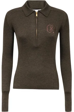 Bally Femme, Tops, Vert, Taille: 40 FR Polo en Laine Mérinos avec Fermeture Éclair
