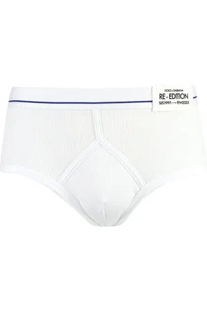 Dolce & Gabbana Homme, Sous-vêtements, Blanc, Taille: 2XL Slip en coton côtelé