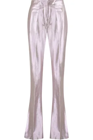 GENNY Femme, Pantalons, Violet, Taille: 40 FR Pantalon Évasé en Coton Lurex