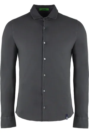 DRUMOHR Homme, Chemises, Gris, Taille: S Chemise en Piqué de Coton Ourlet Arrondi