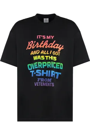 Vetements Homme, Tops, Noir, Taille: S T-shirt en Coton avec Imprimé Contrastant