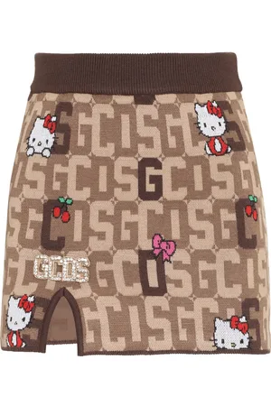 GCDS Femme, Jupes, Brun, Taille: 40 FR Mini-jupe en laine mélangée Hello Kitty