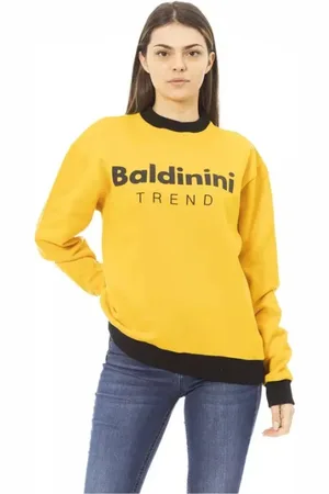 BALDININI Femme, Pulls, Jaune, Taille: 40 FR Sweat à capuche jaune avec logo