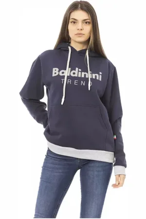 BALDININI Femme, Sweatshirts et sweats à capuche, Bleu, Taille: 40 FR Sweat à capuche en coton bleu avec logo avant