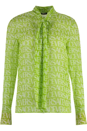 VERSACE Femme, Blouses et Chemises, Vert, Taille: 34 FR Chemisier en Soie à