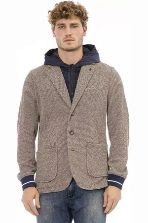 DISTRETTO 12 Homme, Vestes, Brun, Taille: L Veste imperméable à capuche en tissu