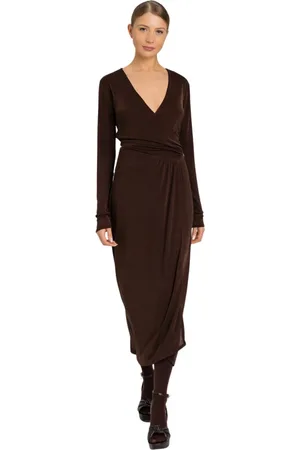 Twin-Set Femme, Robes, Brun, Taille: 38 FR Robe en Jersey Marron avec Devant Drapé