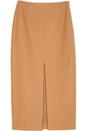 Twin-Set Femme, Jupes, Brun, Taille: 40 FR Jupe Camel avec Fente Avant