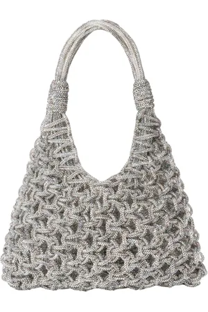 Hibourama Femme, Sacs, Gris, Taille: ONE Size Sac Tissé à la Main avec Cristaux