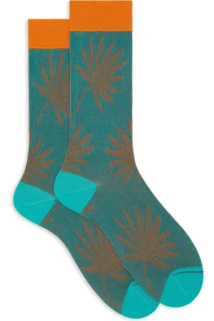 Gallo Homme, Sous-vêtements, Multicolore, Taille: M Chaussettes courtes italiennes en coton avec feuilles brodées