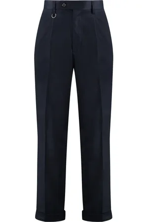 Paolo Pecora Homme, Pantalons, Bleu, Taille: M Pantalon en coton avec revers à la cheville