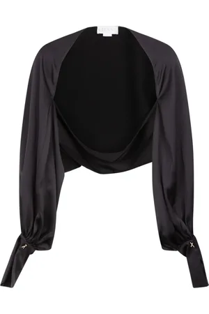 GENNY Femme, Vestes, Noir, Taille: 36 FR Veste Boléro Noire Brillante