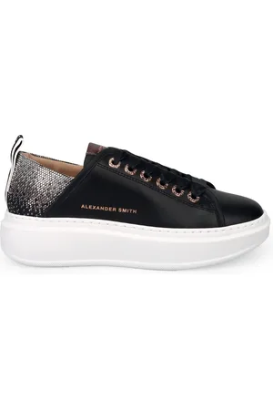 Alexander Smith Femme, Chaussures, Noir, Taille: 36 EU Baskets en Cuir Noir Wembley