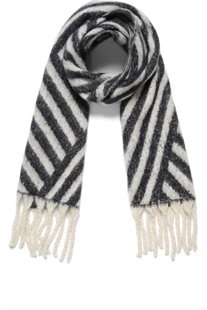 Kaffe Femme, Accessoires, Gris, Taille: ONE Size Écharpe à Franges Gris Foncé/Gris Clair
