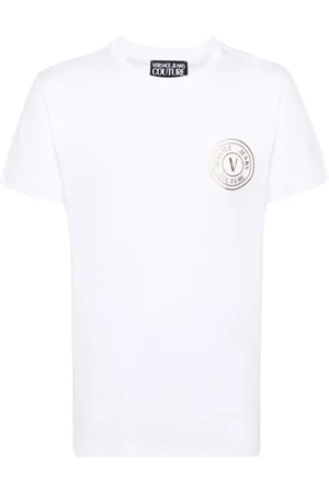 VERSACE Homme, Tops, Blanc, Taille: 2XL T-shirt en Coton Décontracté pour Homme