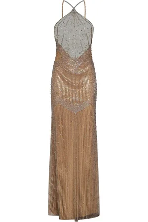 AMEN Femme, Robes, , Taille: 38 FR Robe longue en tulle avec cristaux brodés