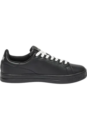VERSACE Homme, Chaussures, Noir, Taille: 40 EU Baskets Basse en Cuir - Noir