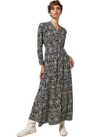 See u soon Femme, Robes, Multicolore, Taille: 40 FR Robe Longue Imprimée - Col en V, Dos Nu
