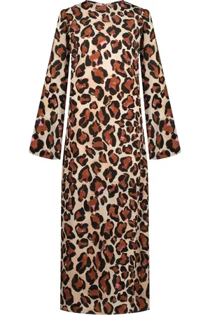 Fabienne Chapot Femme, Robes, Brun, Taille: 42 FR Robe Midi Imprimé Léopard