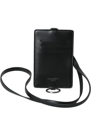 Dolce & Gabbana Homme, Accessoires, Noir, Taille: ONE Size Porte-cartes en Cuir Noir avec Logo