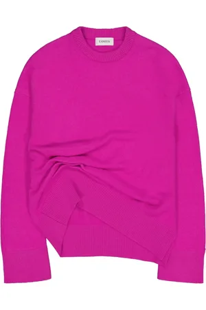 LANEUS Femme, Pulls, Rose, Taille: 34 FR Pull Asymétrique en Laine Mérinos