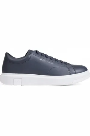 Armani Exchange Homme, Chaussures, Bleu, Taille: 40 EU Baskets Sportives en Cuir Bleu avec Semelle en Caoutchouc