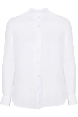 120% Lino Homme, Chemises, Blanc, Taille: L Chemise en lin blanc à boutons