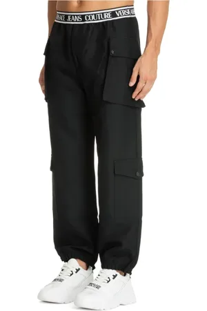VERSACE Homme, Pantalons, Noir, Taille: M Pantalon Logo avec Taille Élastique