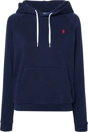 Ralph Lauren Femme, Sweatshirts et sweats à capuche, Bleu, Taille: 36 FR Sweat à capuche bleu avec poney brodé