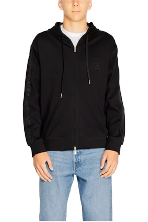 Armani Exchange Homme, Sweatshirts et sweats à capuche, Noir, Taille: S Sweat à Capuche Noir avec Fermeture Éclair