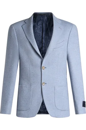 Etro Homme, Vestes, Bleu, Taille: L Blazer Bleu en Laine et Cachemire avec Motif Paisley