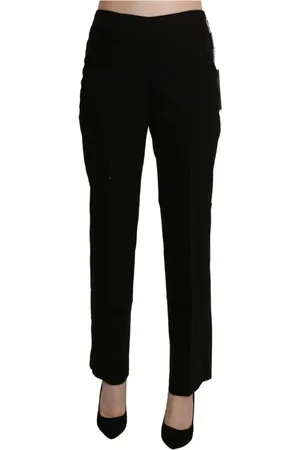 Bencivenga Femme, Pantalons, Noir, Taille: 38 FR Pantalon Noir Droit Élégant à Taille Haute