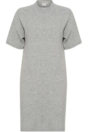 Kaffe Femme, Robes, Gris, Taille: 36 FR Robe Tricot Douce Gris Chiné