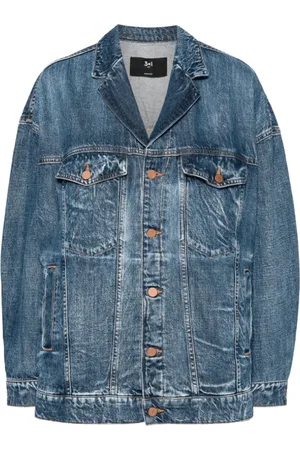 3x1 Femme, Vestes, Bleu, Taille: 38 FR Veste en Denim Indigo avec Revers Crantés