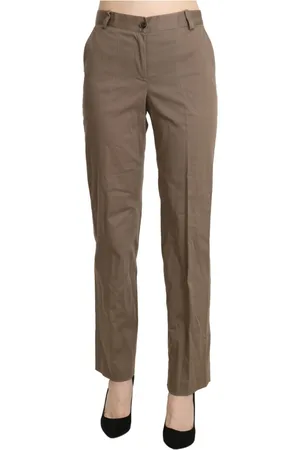 Bencivenga Femme, Pantalons, Brun, Taille: 38 FR Pantalon droit élégant à taille haute marron