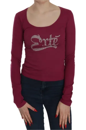 Exte Femme, Tops, Rouge, Taille: 38 FR Blouse Fuchsia ornée de cristaux avec encolure en U