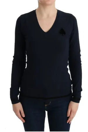Costume National Femme, Pulls, Bleu, Taille: 38 FR Élégant pull bleu à col en V