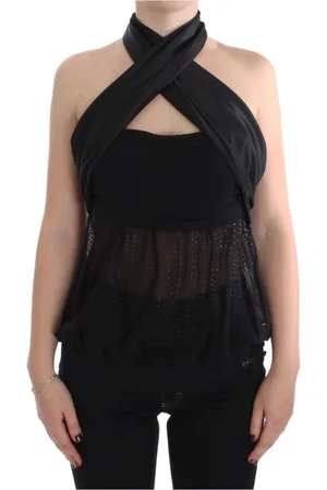 Exte Femme, Tops, Noir, Taille: 40 FR Élégant Chemisier Noir à Enrouler