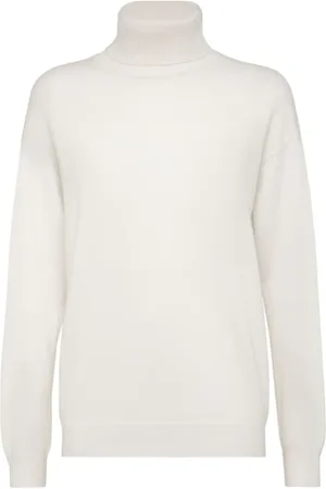 Brunello Cucinelli Femme, Pulls, Blanc, Taille: 40 FR Pull en cachemire blanc à col montant