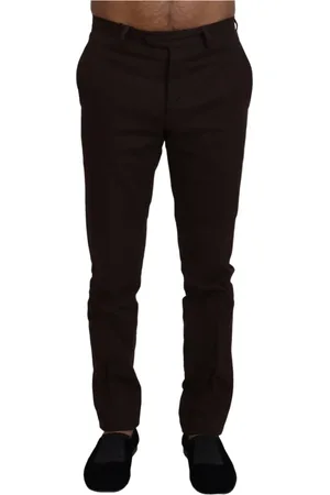 Bencivenga Homme, Pantalons, Brun, Taille: M Pantalon Élégant en Mélange de Coton Marron