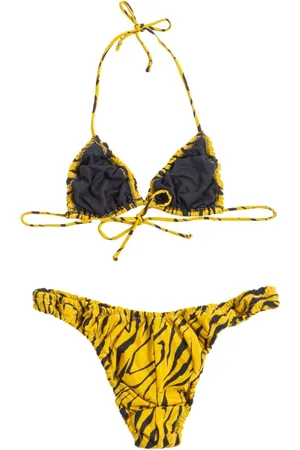 Reina Olga Femme, Maillots de bain, Jaune, Taille: 42 FR Bikini triangle floral avec volants