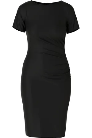 Marc Cain Femme, Robes, Noir, Taille: 42 FR Robe Portefeuille à Silhouette Ajustée