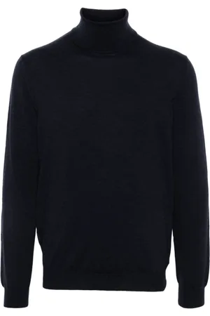 ZANONE Homme, Pulls, Bleu, Taille: M Pull en Laine Bleu à Col Roulé