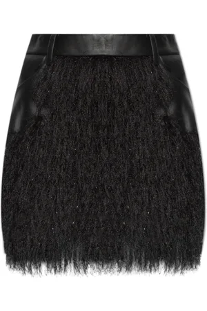 The Mannei Femme, Jupes, Noir, Taille: 38 FR Jupe en cuir avec franges