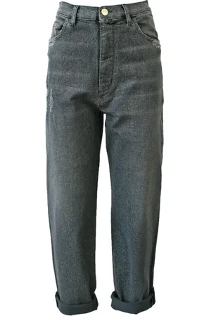Twin-Set Femme, Jeans, Gris, Taille: W28 Jean Boyfriend noir avec Micro Glitter